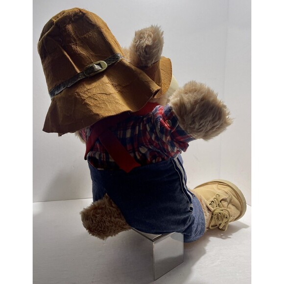 Vtg FurSkins Xavier Roberts Plush Stuffed Toy Bear Hat Boots Tie Plaid Shirt 20" - Picture 8 of 14